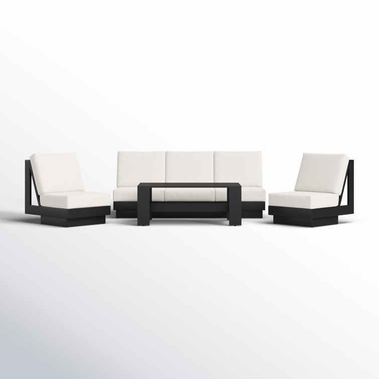Lucca 4 Piece Outdoor Seating Group with Sunbrella Cushions